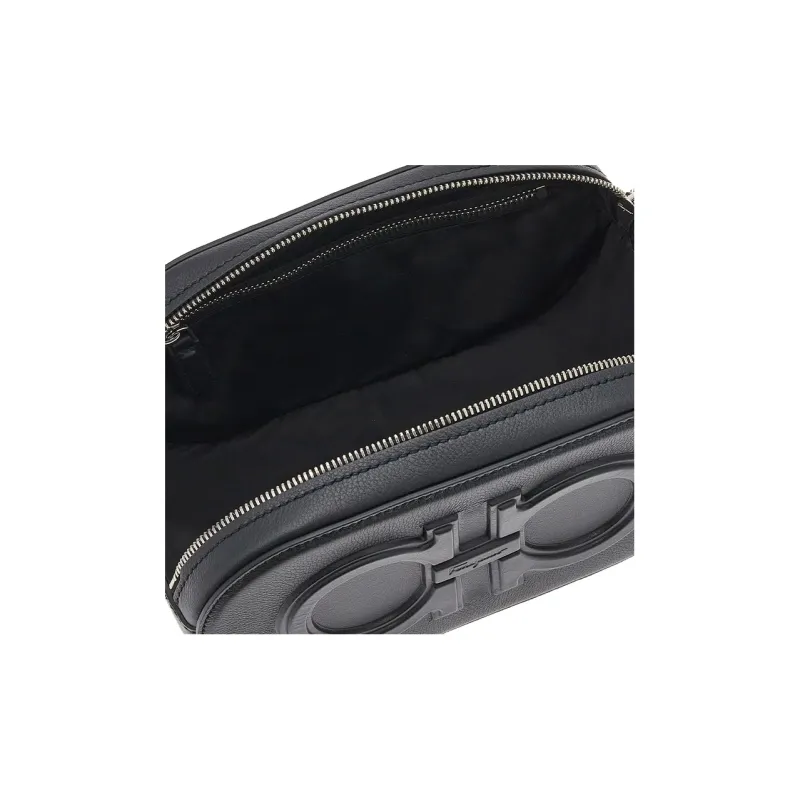 FERRAGAMO Calfskin Clutch Travel Bag Men's Black-4