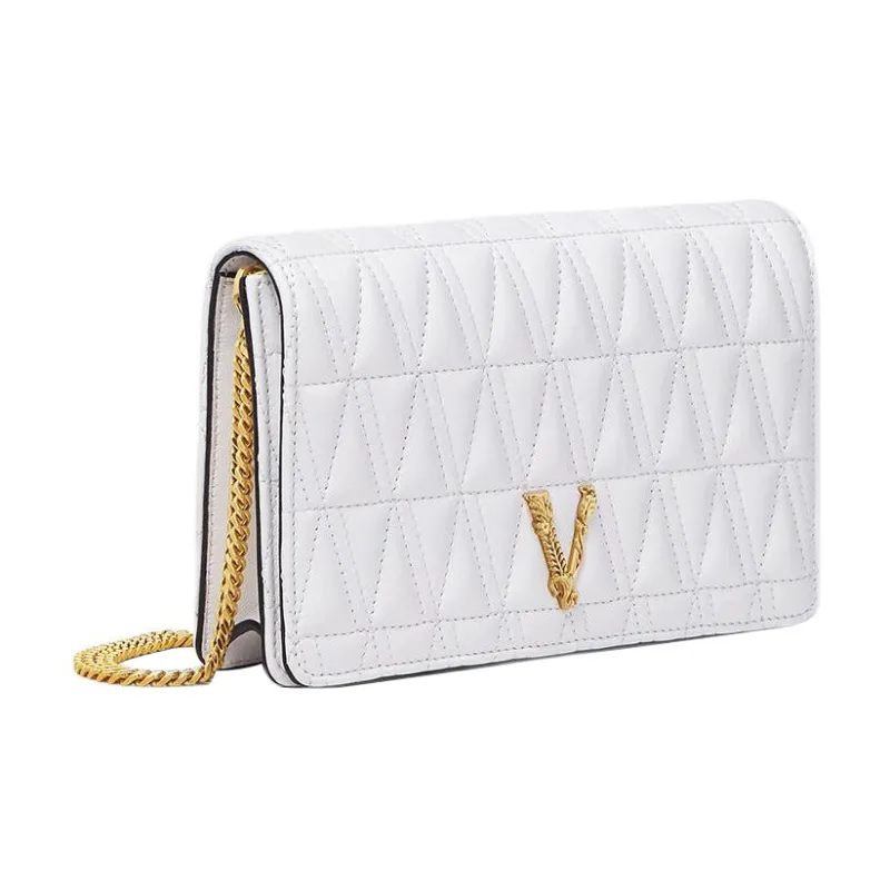 VERSACE Virtus Sheepskin One Shoulder Crossbody Clutches Regular Women's White-1