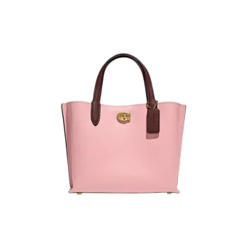 COACH Willow Polished Pebbled Leather One Shoulder Handbags Medium Size Women's Pink