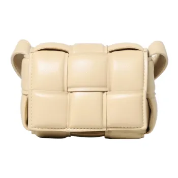Bottega Veneta CASSETTE Sheepskin Shoulder Bag Crossbody Bag Mini Women's Beige/Gold
