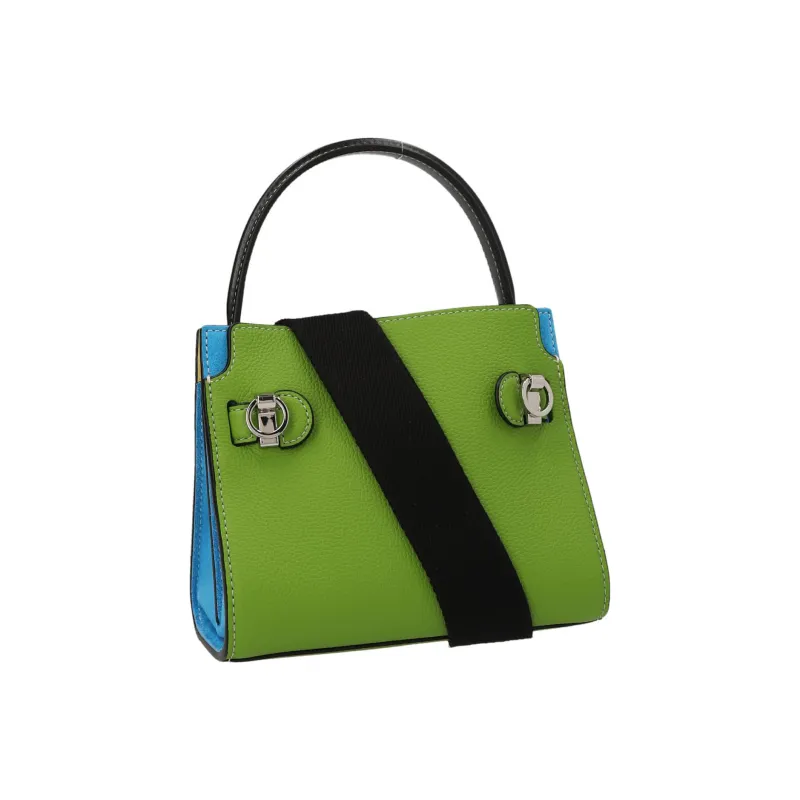 TORY BURCH Lee Radziwill Calfskin With Suede Shoulder Bag, Crossbody Bag, Handbag Regular Women's Green-3