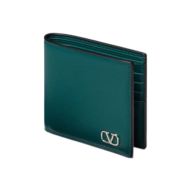 Valentino Vlogo Calfskin Wallet Mini Men's Preppy Green-1