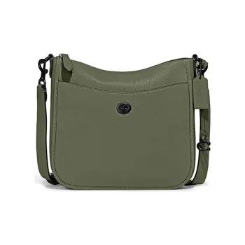 COACH Chaise Pebbled Leather Shoulder Bag, Crossbody Bag Regular Women's Army Green