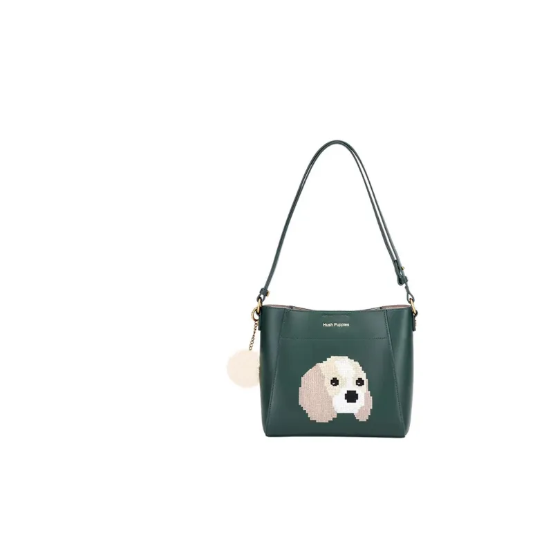 Hush Puppies Cow Leather Patchwork Synthetic Leather Bucket Bag Crossbody Bag Shoulder Bag Medium Size Women's Brown-0