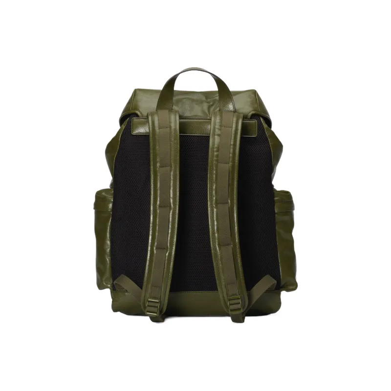 GUCCI Leather Backpack Men's Forest Green-3