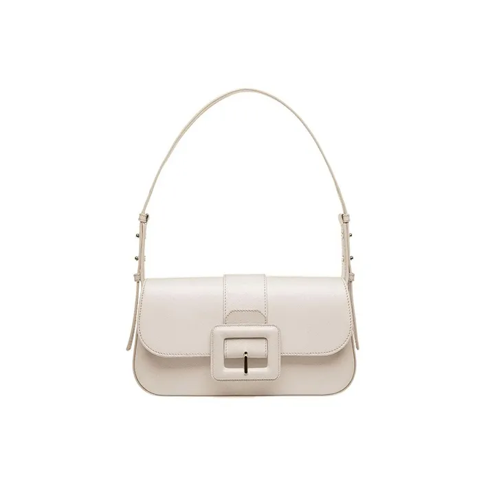 BALLY Goatskin Handbag, Shoulder Bag Women's Bone White-0