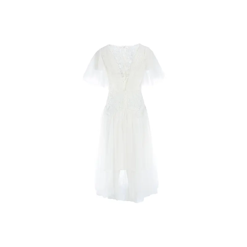 Marie Elie Short-Sleeved Dresses Women's White-1