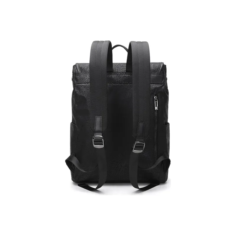 ELLE HOMME Synthetic Leather Laptop Backpack Regular Unisex Black-2