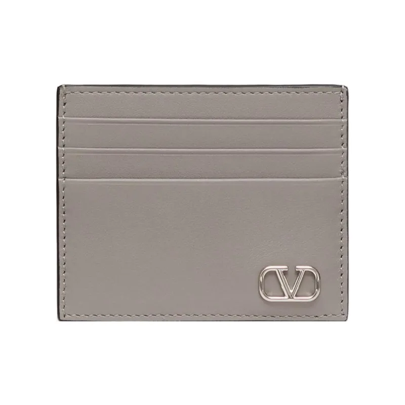 Valentino Calfskin Card Holder Men's Pearl Gray-0
