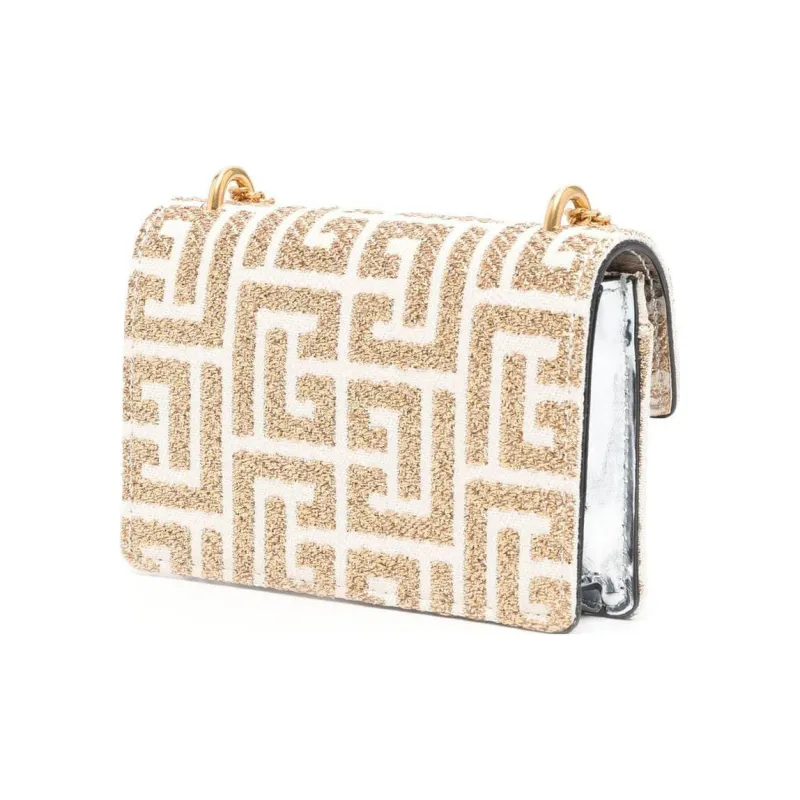 BALMAIN Cow Leather Shoulder Bag, Crossbody Bag, Wallet Women's White-1