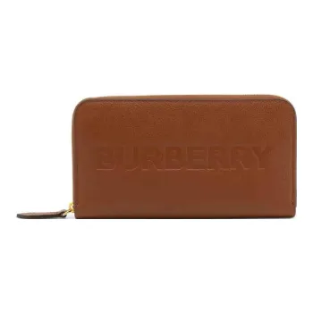 Burberry Embossed Leather Zip Around Wallet Tan