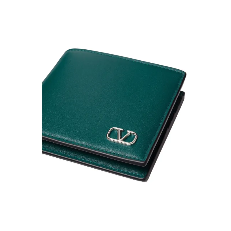 Valentino Vlogo Calfskin Wallet Mini Men's Preppy Green-4