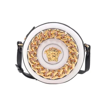 VERSACE La Medusa Calfskin Camera Bag Shoulder Bag Crossbody Bag Women's White