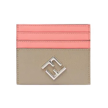 FENDI Calfskin Card Holder Women's Pink/Gray