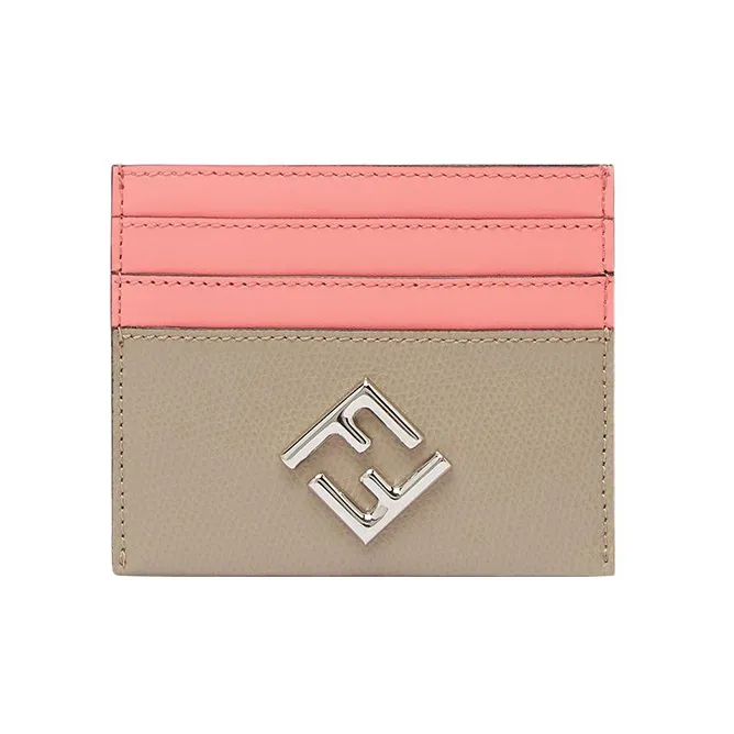 FENDI Calfskin Card Holder Women's Pink/Gray-0