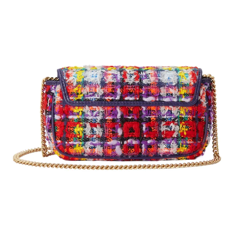 GUCCI GG Marmont Floral Brocade With Leather Trim Crossbody Bag Shoulder Bag Women's Multicolor-3