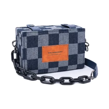 KILLWINNER Denim Small Square Bag Box Shoulder Bag Crossbody Bag Unisex Blue
