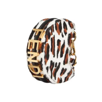 FENDI Fendigraphy Shearling Cow Leather Patchwork Crescent Bag Portable Wrist Bag Women's Multicolor