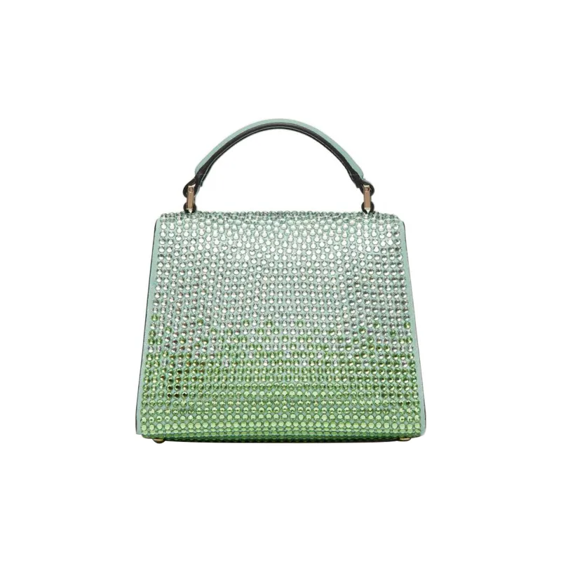 Valentino VSLING Rhinestone Appliqué Shoulder Bag Crossbody Bag Handbag Mini Women's Green-3