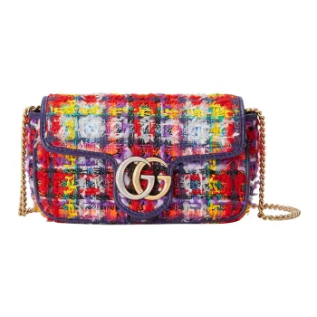 GUCCI GG Marmont Floral Brocade With Leather Trim Crossbody Bag Shoulder Bag Women's Multicolor