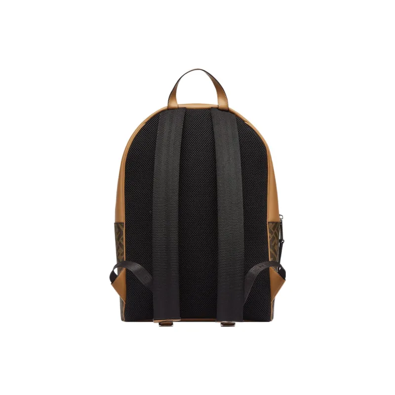 FENDI Cotton With Calfskin Backpack Men's Brown-3