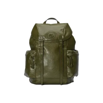 GUCCI Leather Backpack Men's Forest Green