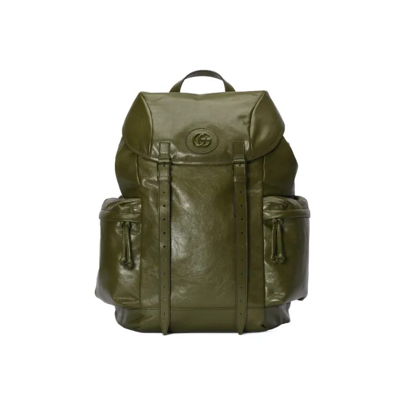 GUCCI Leather Backpack Men's Forest Green-0