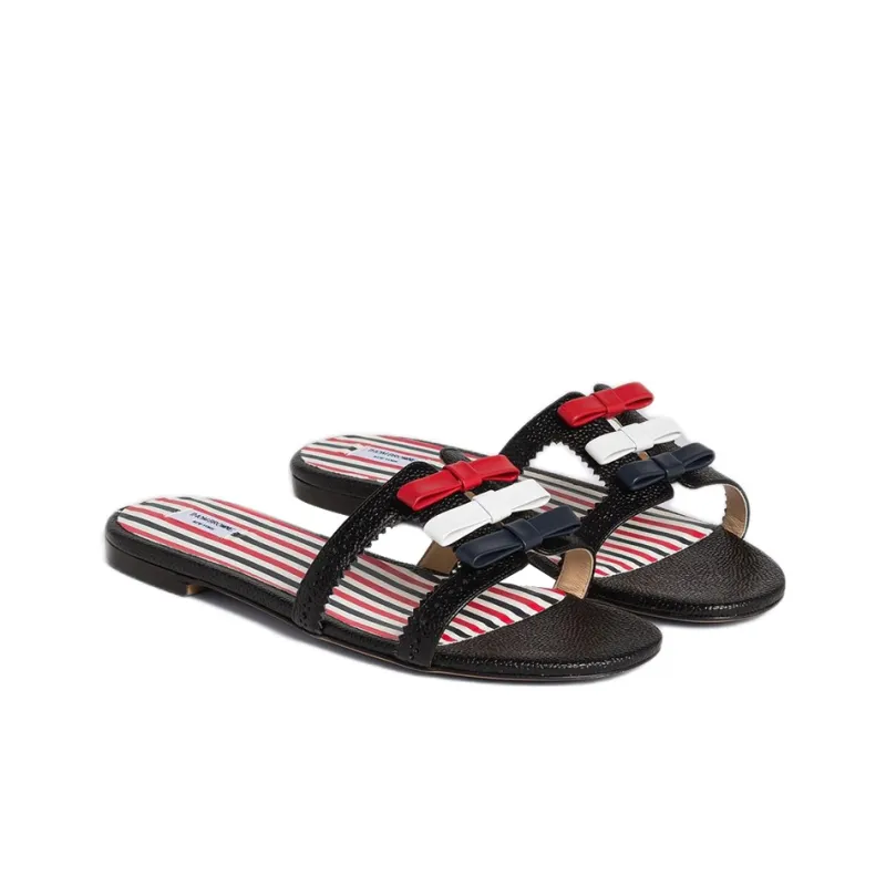 THOM BROWNE Bow Detailed Slip On Slides Women's-2