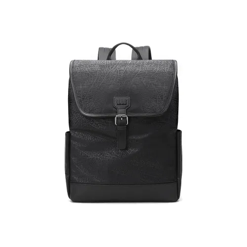 ELLE HOMME Synthetic Leather Laptop Backpack Regular Unisex Black