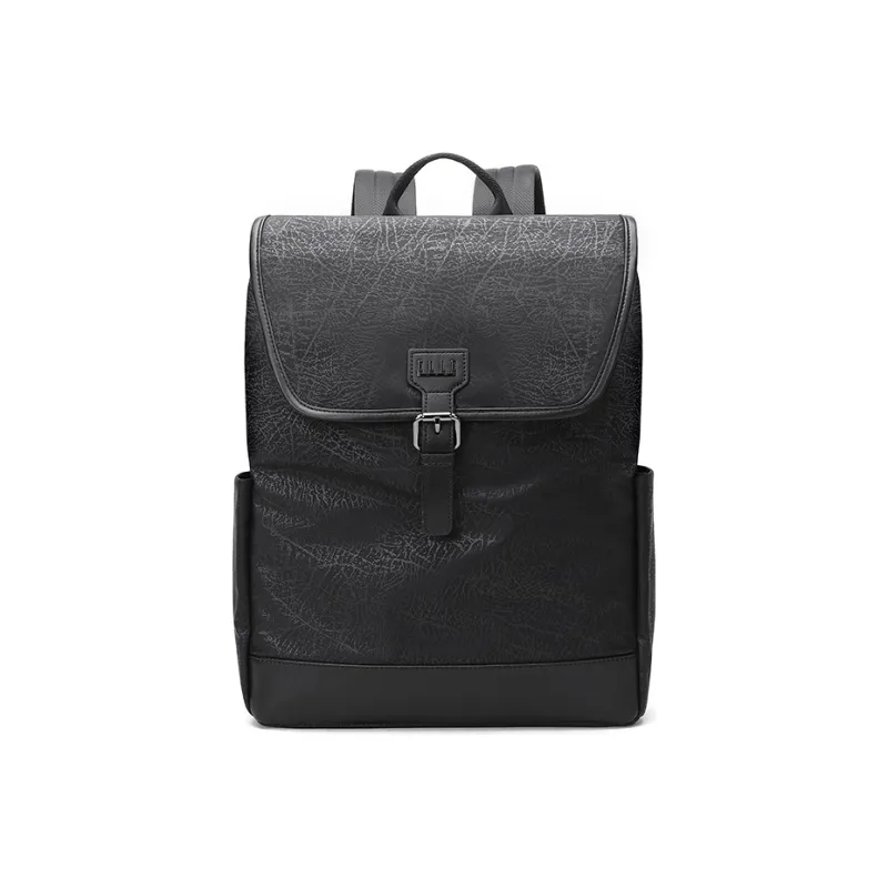 ELLE HOMME Synthetic Leather Laptop Backpack Regular Unisex Black-0