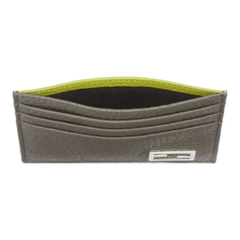 FENDI Cow Leather Card Holder Card Holder Men's Gray-2