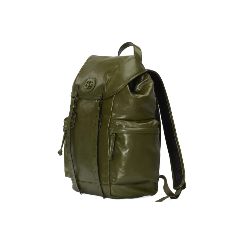 GUCCI Leather Backpack Men's Forest Green-1