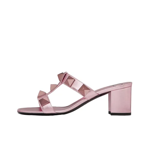 Valentino Roman Stud Slide Slippers Women's Pink