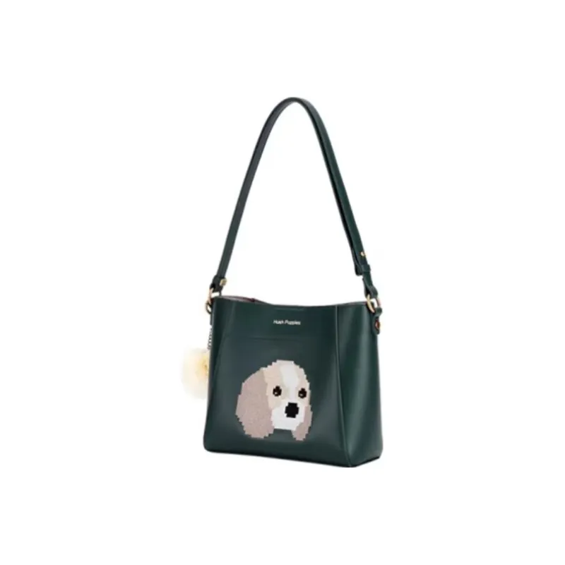 Hush Puppies Cow Leather Patchwork Synthetic Leather Bucket Bag Crossbody Bag Shoulder Bag Medium Size Women's Brown-1