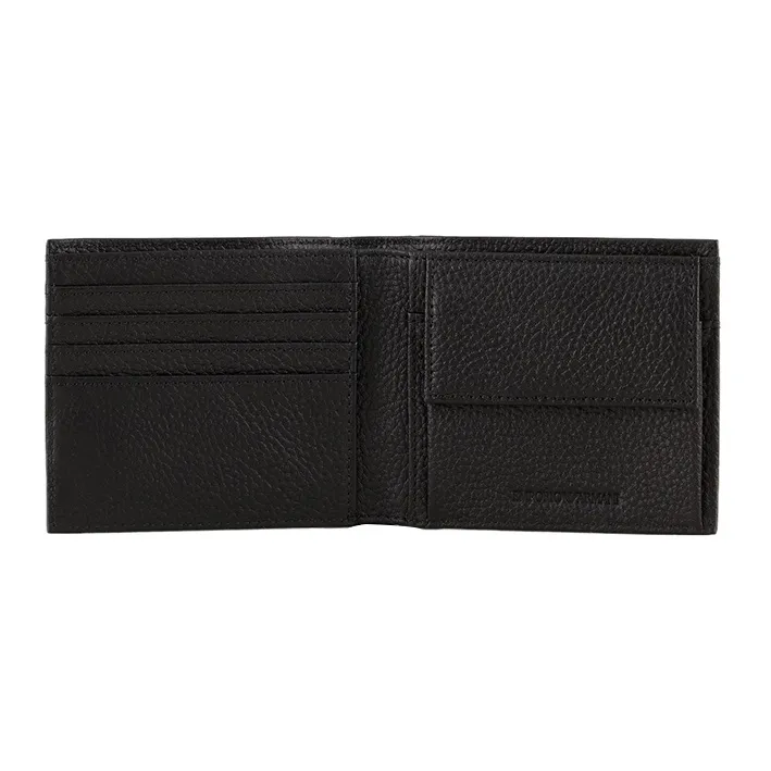 EMPORIO ARMANI Cow Leather Coin Purse Men's Black-4