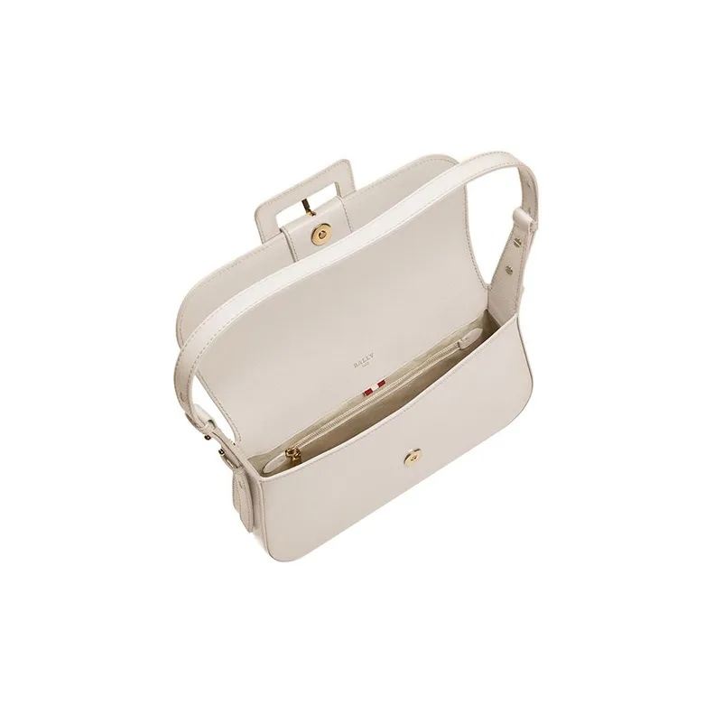 BALLY Goatskin Handbag, Shoulder Bag Women's Bone White-2