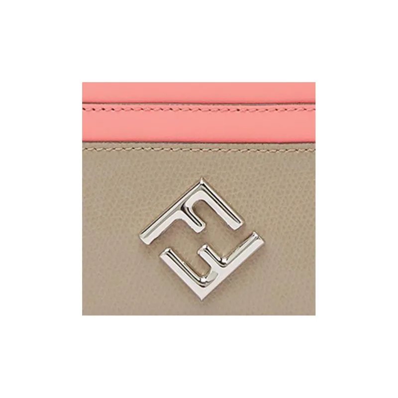 FENDI Calfskin Card Holder Women's Pink/Gray-3