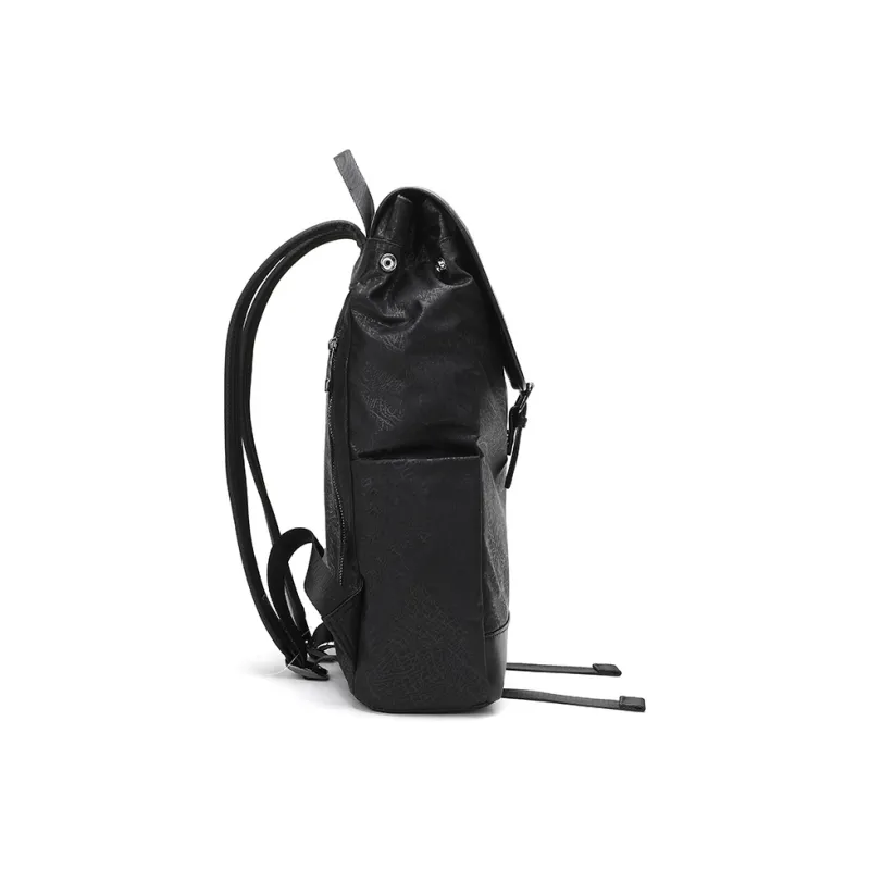 ELLE HOMME Synthetic Leather Laptop Backpack Regular Unisex Black-3