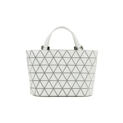 ISSEY MIYAKE Polyester With Cow Leather Tote Bag Shopping Bag Handbag Women's Light Gray