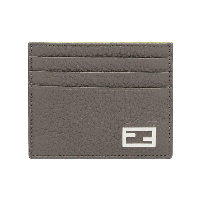 FENDI Cow Leather Card Holder Card Holder Men's Gray-0