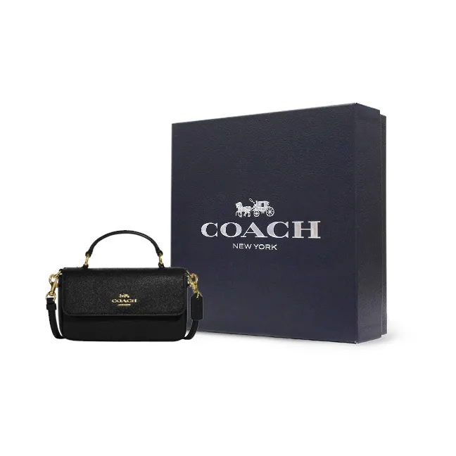 COACH Split Cow Leather Handbag, Shoulder Bag, Crossbody Bag Trumpets Women's Black-6