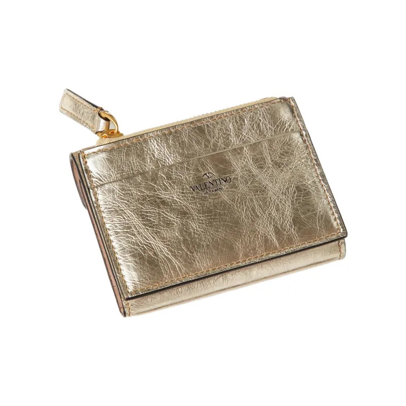 Valentino Locò Calfskin Wallet Small Size Women's Gold-2