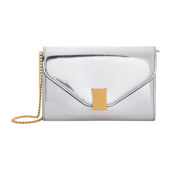 Lanvin Calfskin Chain Wallet Handbag Shoulder Bag Crossbody Bag Women's Silver