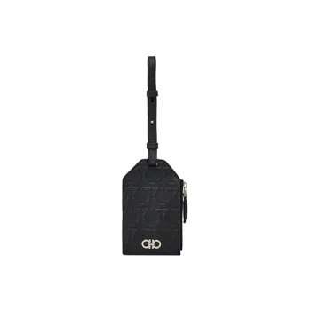 FERRAGAMO Cow Leather Luggage Tag Men's Black