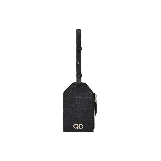 FERRAGAMO Cow Leather Luggage Tag Men's Black-0