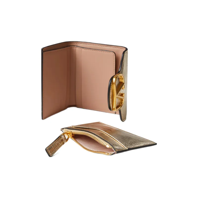 Valentino Locò Calfskin Wallet Small Size Women's Gold-4