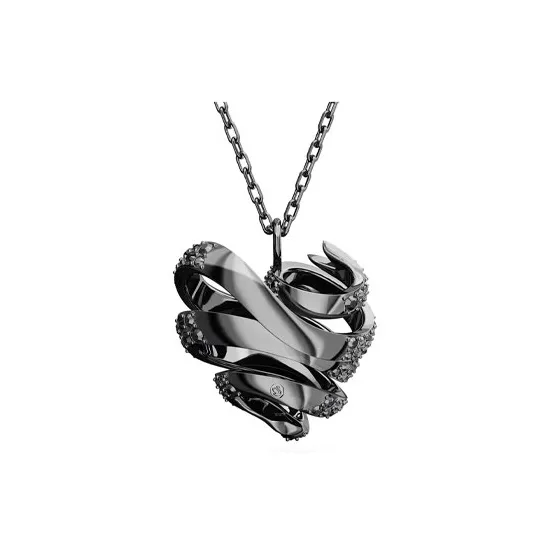 Swarovski Volta Rhodium-Plated Chain Pendant Unisex Black-1