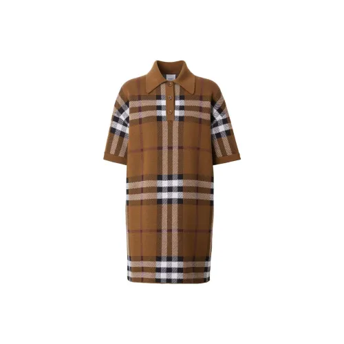 Burberry Women Check Wool Jacquard Polo Shirt Dress