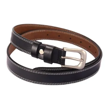 MUSTKOO Minimalist Style Pin Buckle Cow Leather Thin Belt Genuine Leather Decoration, Width 2.3cm Belt Women's