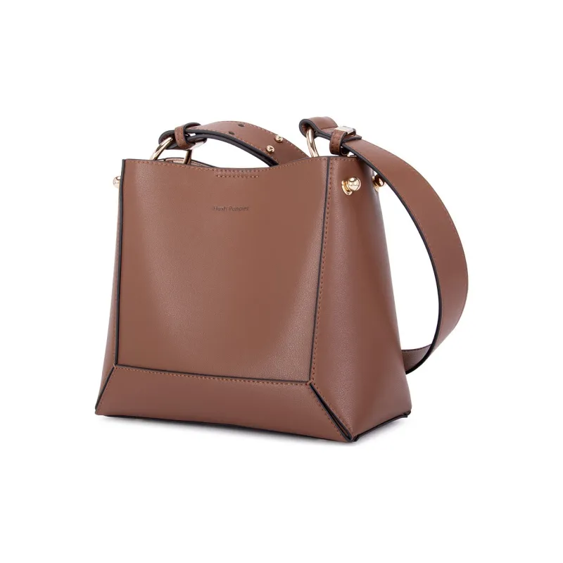 Hush Puppies Cow Leather Bucket Bags Shoulder Bags Women's Coffee-1